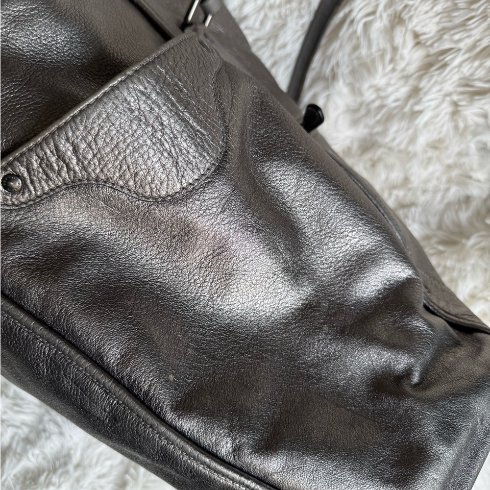 Metallic Silver Coach Tote - Picture 7 of 12